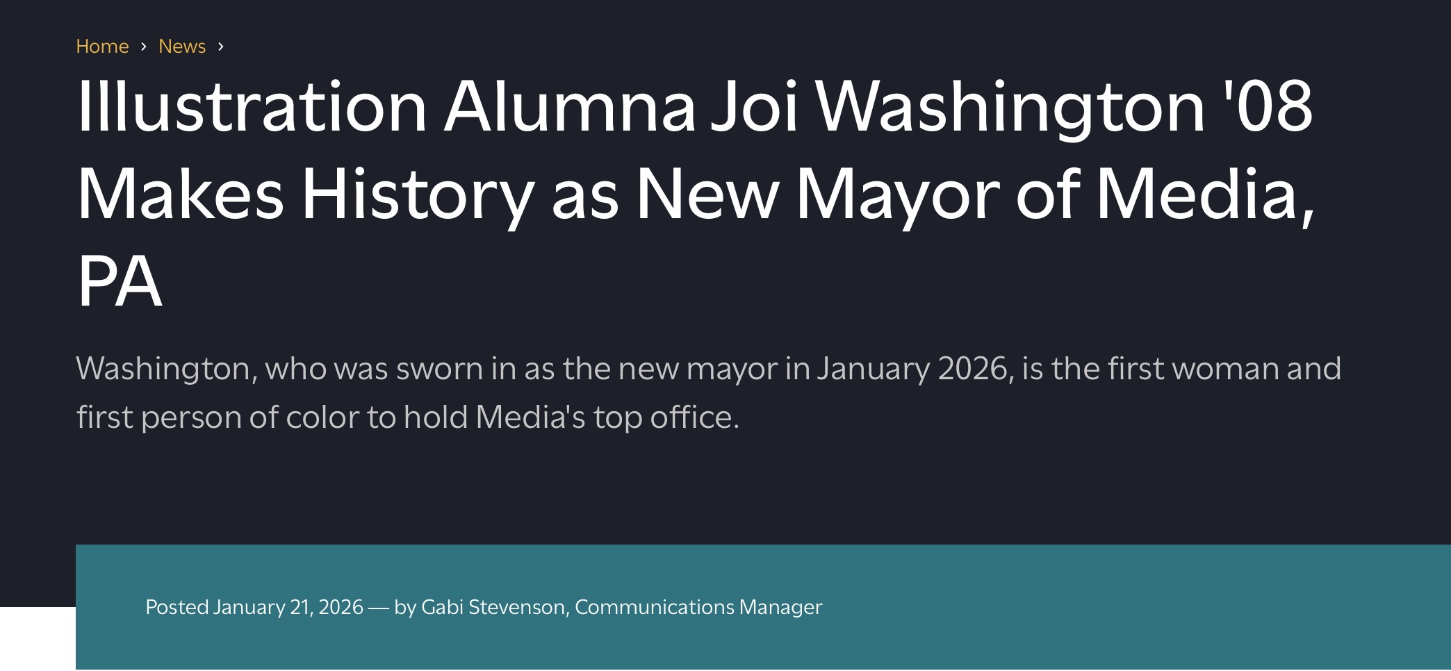 Illustration Alumna Joi Washington '08 Makes History as New Mayor of Media, PA