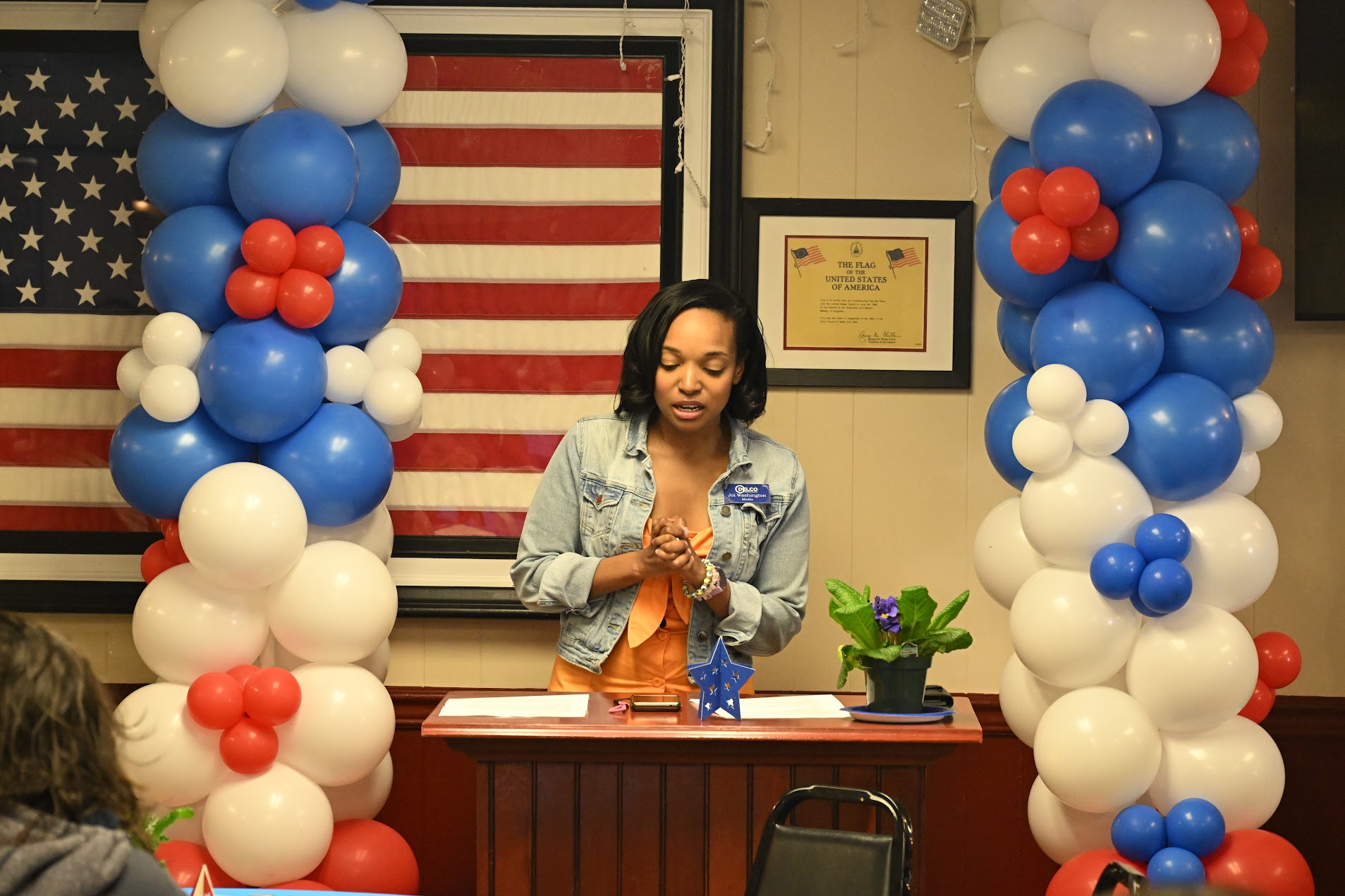 Joi at Media Democrats Spring Breakfast, photo by Jesse Unger